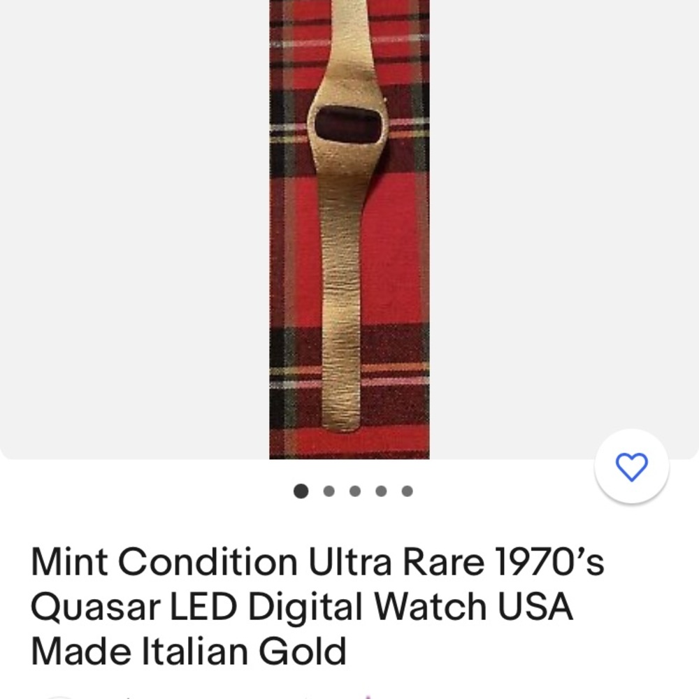 Mint Condition Ultra Rare 1970’s Quasar LED Digital Watch USA Made Italian Gold